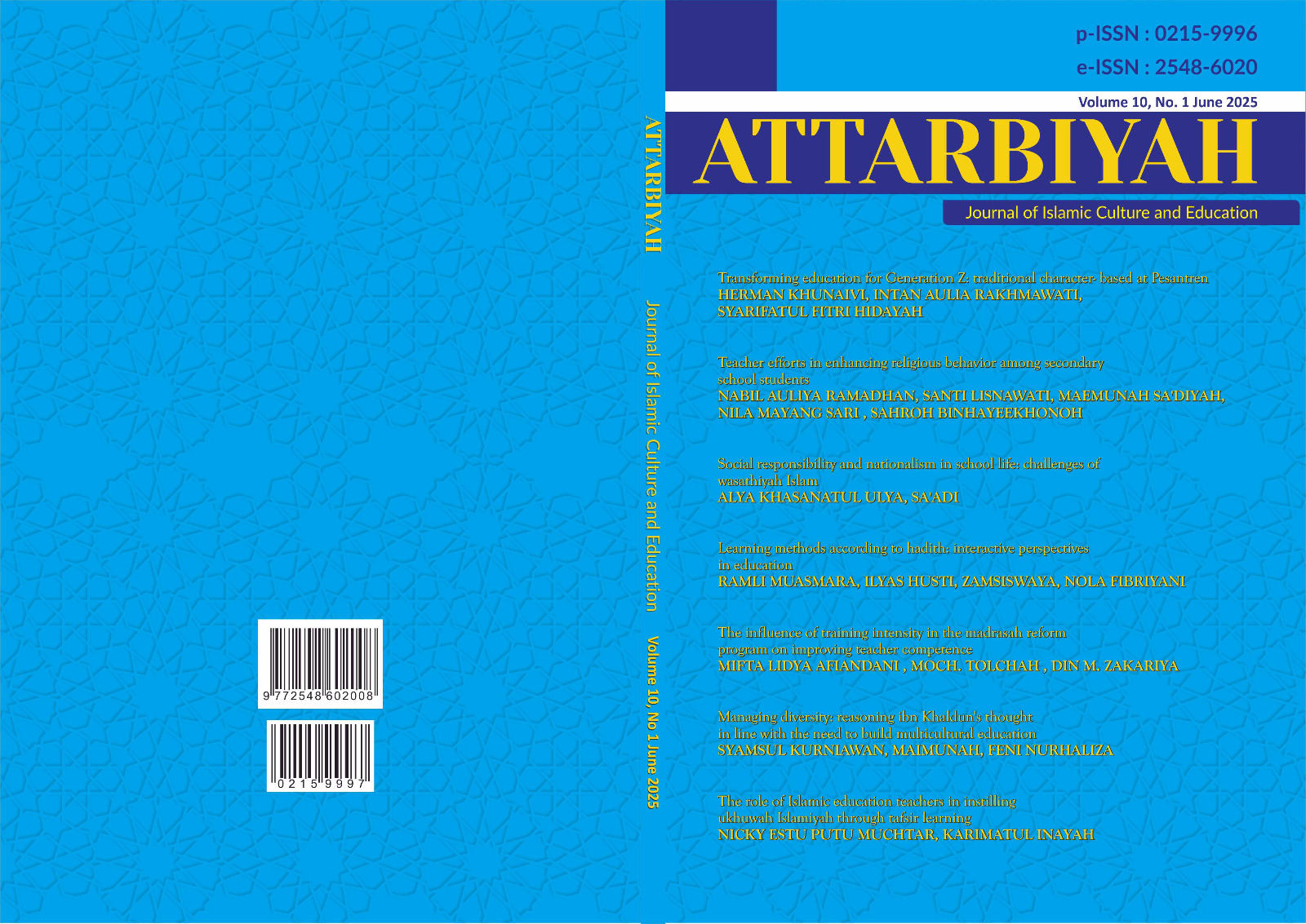 					View Vol. 10 No. 1 (2025): Attarbiyah: Journal of Islamic Culture and Education 
				