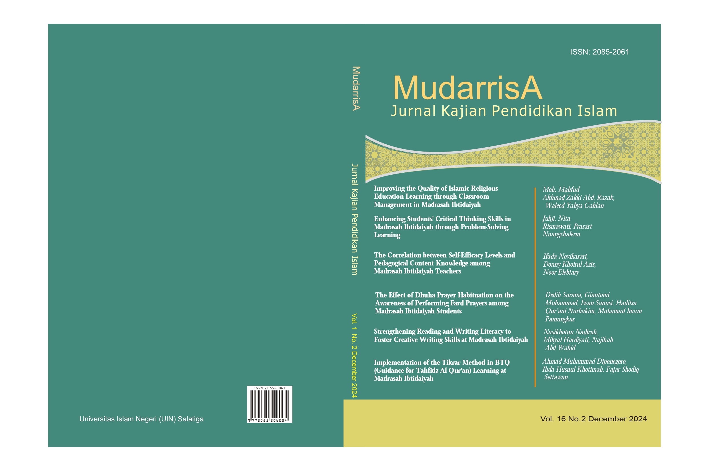 					View Vol. 16 No. 2 (2024): Mudarrisa: Jurnal Kajian Pendidikan Islam 
				