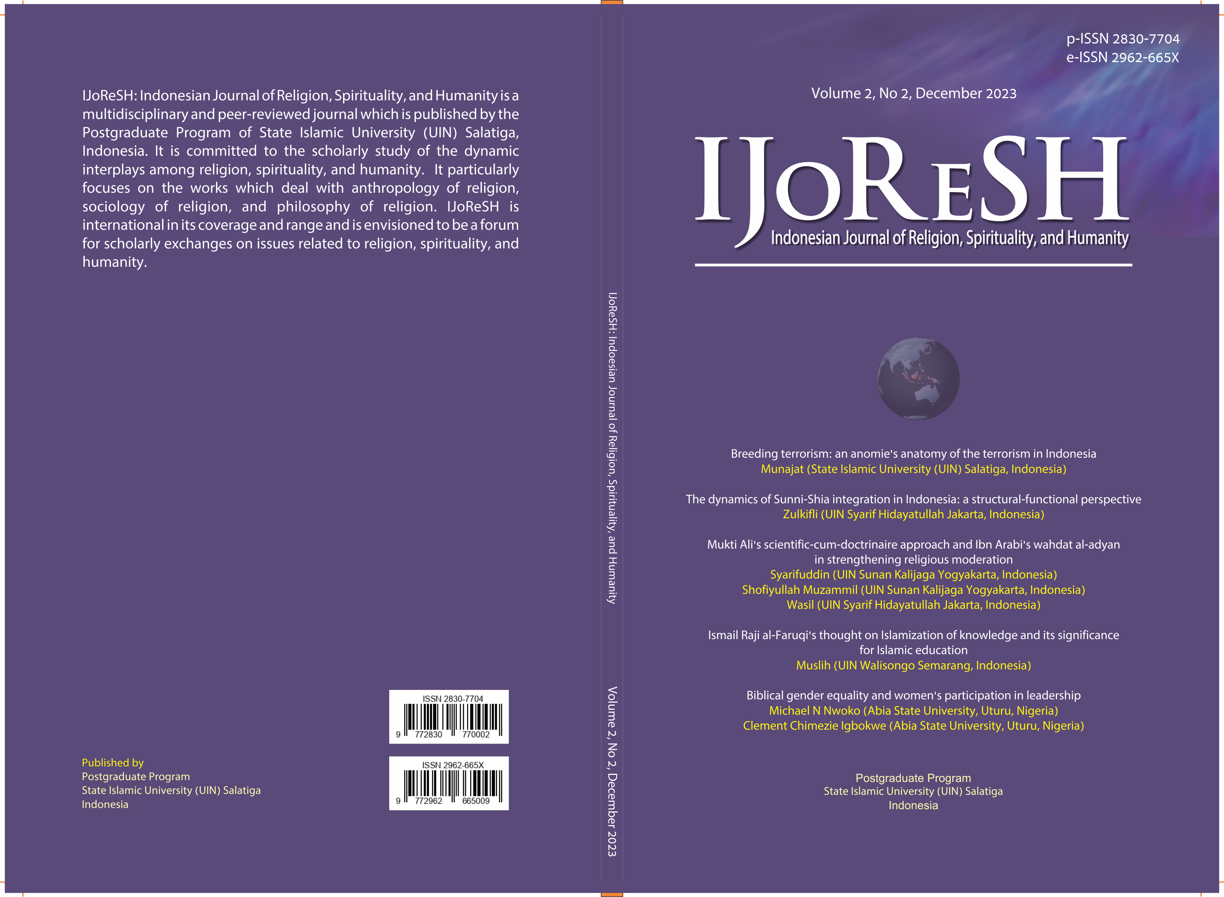 					View Vol. 2 No. 2 (2023): Indonesian Journal of Religion, Spirituality, and Humanity
				