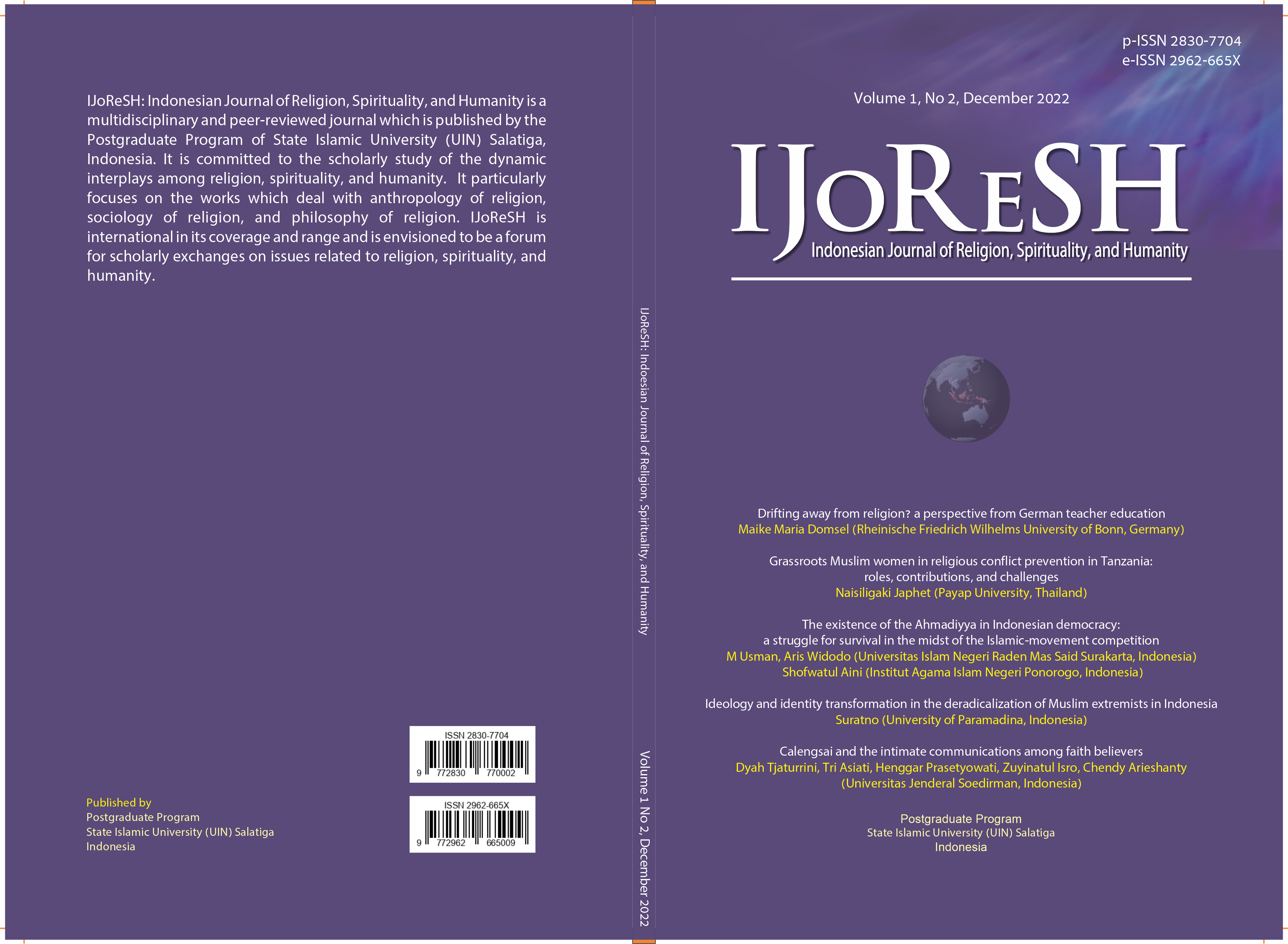 					View Vol. 1 No. 2 (2022): Indonesian Journal of Religion, Spirituality, and Humanity
				